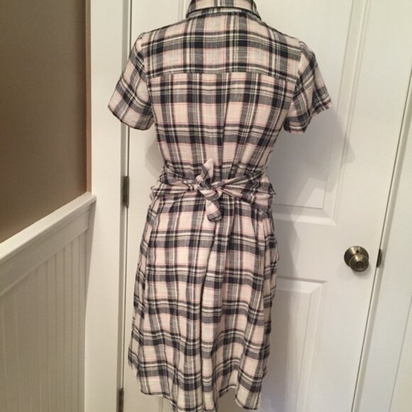 11•1•TYLHO ANTHROPOLOGIE DRESS BLACK WHITE PLAID SHIRT STYLE Size XS - Picture 4 of 7